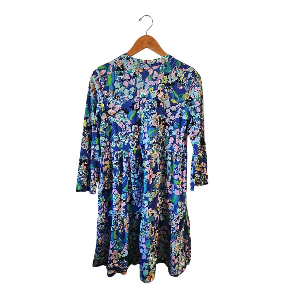 LILLY PULITZER ALAINA DRESS 3/4 SLEEVE BLUE GROTTO TWILIGHT TROPICS small $118 - Picture 6 of 9